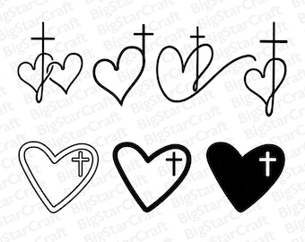 CRHISTIAN CROSS SVG Bundle, Instant Download, Cross Svg, Cross Bundle Svg, Digital Download, Heart Cross Svg, Heart Cross Cut Files, Cross