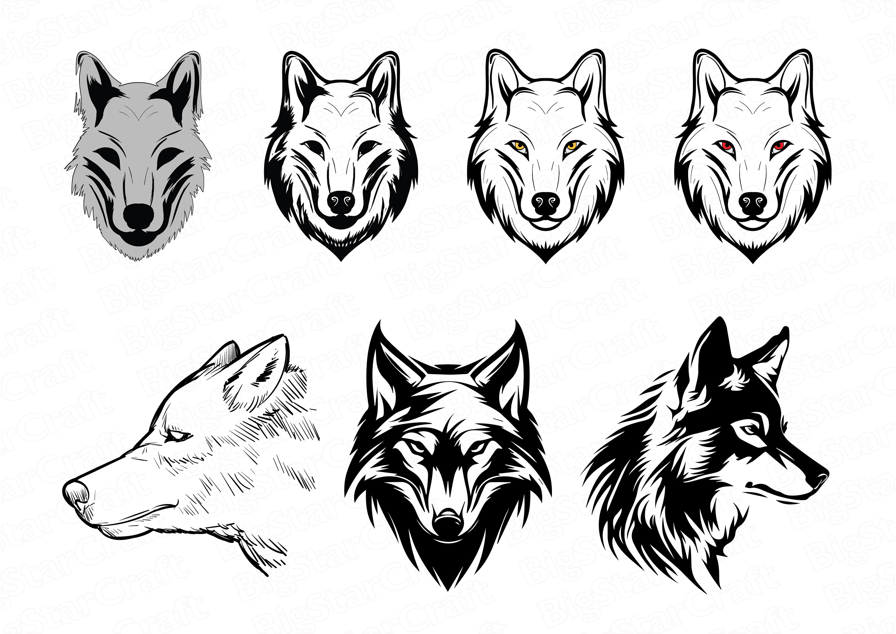 Wolf Kopf SVG Bundle, Wolf SVG, Wolf ClipArt, sofortiger Download, Hunde-Logo svg,Svg Cut Files, Wolf Bundle svg, Wolf Clipart, Wolf Cut File,