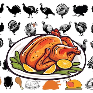 TURKEY SVG Bundle, Instant Download, Turkey Cut File, Turkey ClipArt, Turkey Design Svg, Png, Turkey Monogram Svg, Farm Animal Svg, TURKEY