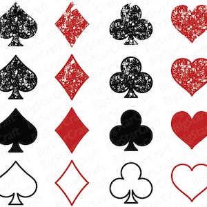 KAART PAKKEN SVG-bundel, Instant Download, harten Svg, schoppen Svg, klaveren Svg, ruiten Svg, Play Card past bij Svg, speelkaart past bij Svg, Svg
