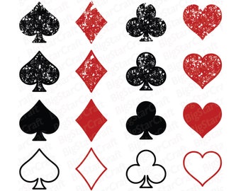 CARD SUITS SVG Bundle, Instant Download, Hearts Svg, Spades Svg, Clubs Svg, Diamonds Svg, Play Card Suits Svg, Playing Card Suits Svg, Svg
