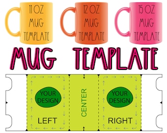 Sublimation Mug Template SVG Set: Full Wrap Design (Digital Download)