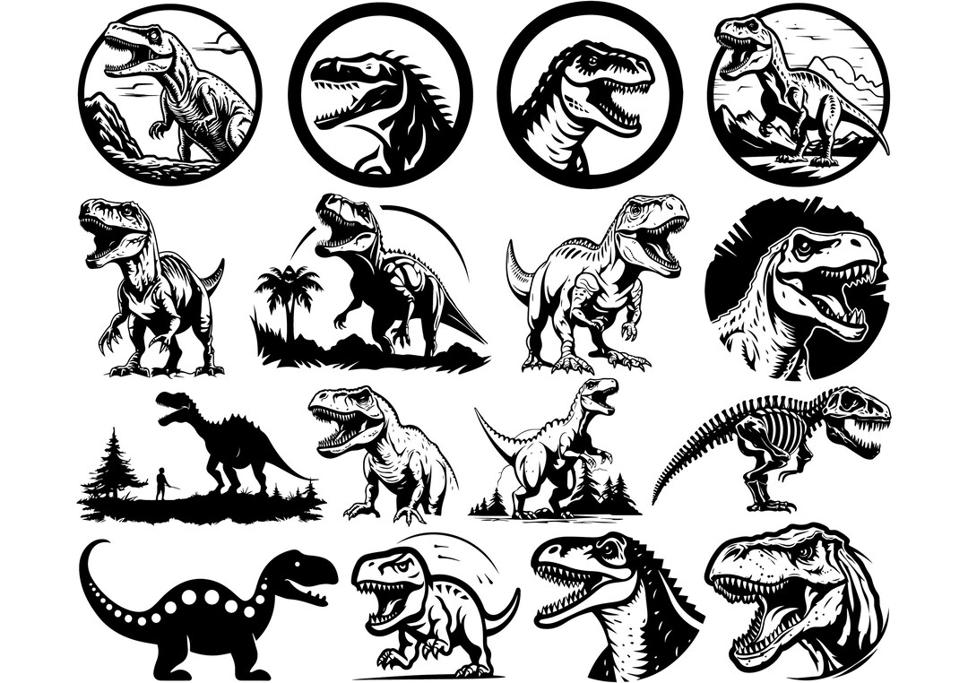 Dinosaur SVG PNG Clipart: T-rex Silhouette Cut Files (digital Download ...