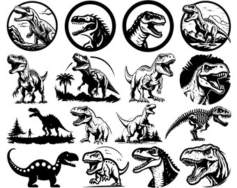 Dinosaur SVG PNG Clipart: T-Rex Silhouette Cut Files (Digital Download)