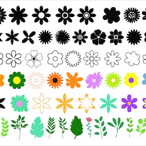 BLUMEN SVG Bundle, Blumen SVG, Blumen ClipArt, Sofortiger Download, Blätter SVG, Digitaler Download, Blumen Png, Gänseblümchen SVG, Frühling Blatt, Cricut
