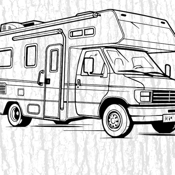 Camper Van SVG File, Digital Download Motorhome Graphic, RV Clipart, Travel Vehicle PNG, Diy Sticker & Decal Creation, Crafting Image