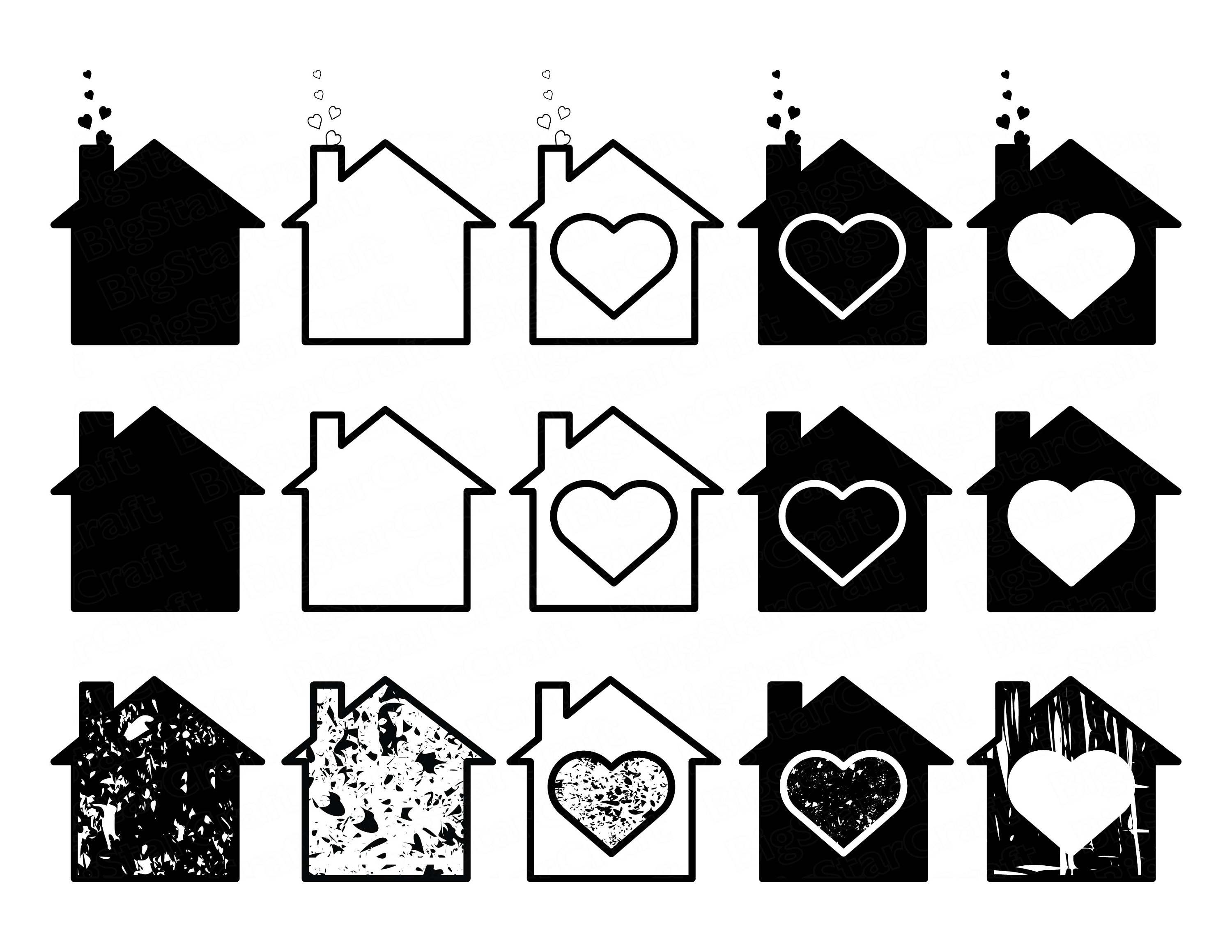 House SVG Bundle, HOUSE SVG, Digital Download, House with Hearts, House ClipArt, Home ClipArt, Home Svg, House Silhouette, Instant Download