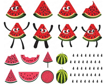 Wassermelone SVG Bundle: Sommer Clipart Grafiken (Digitaler Download)