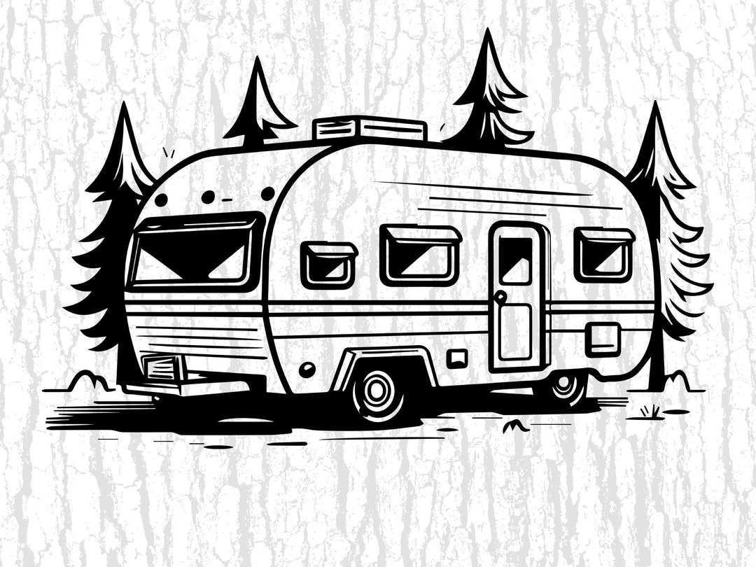 Vintage Camper Digital SVG File, Travel Trailer Clipart, Outdoor ...