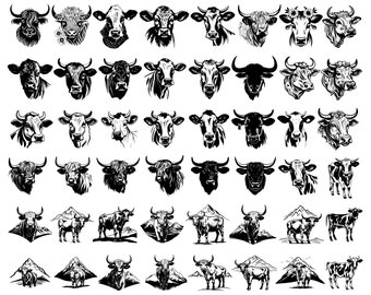 SVG-bundel koe: boerderijdieren clipart voor de Cricut (digitale download)