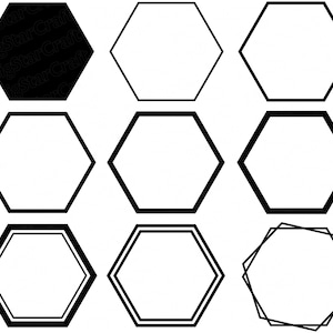 HEXAGON FRAME SVG Bundle, Instant Digital Download, Border svg, Frame Svg, Geometric Svg, Border ClipArt, Hexagon Monogram Frames Svg