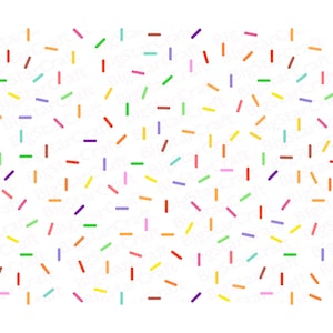 Può includere: Uno sfondo bianco con un motivo di codette colorate sparse. Le codette sono di vari colori, tra cui rosso, arancione, giallo, verde, blu, viola e rosa.