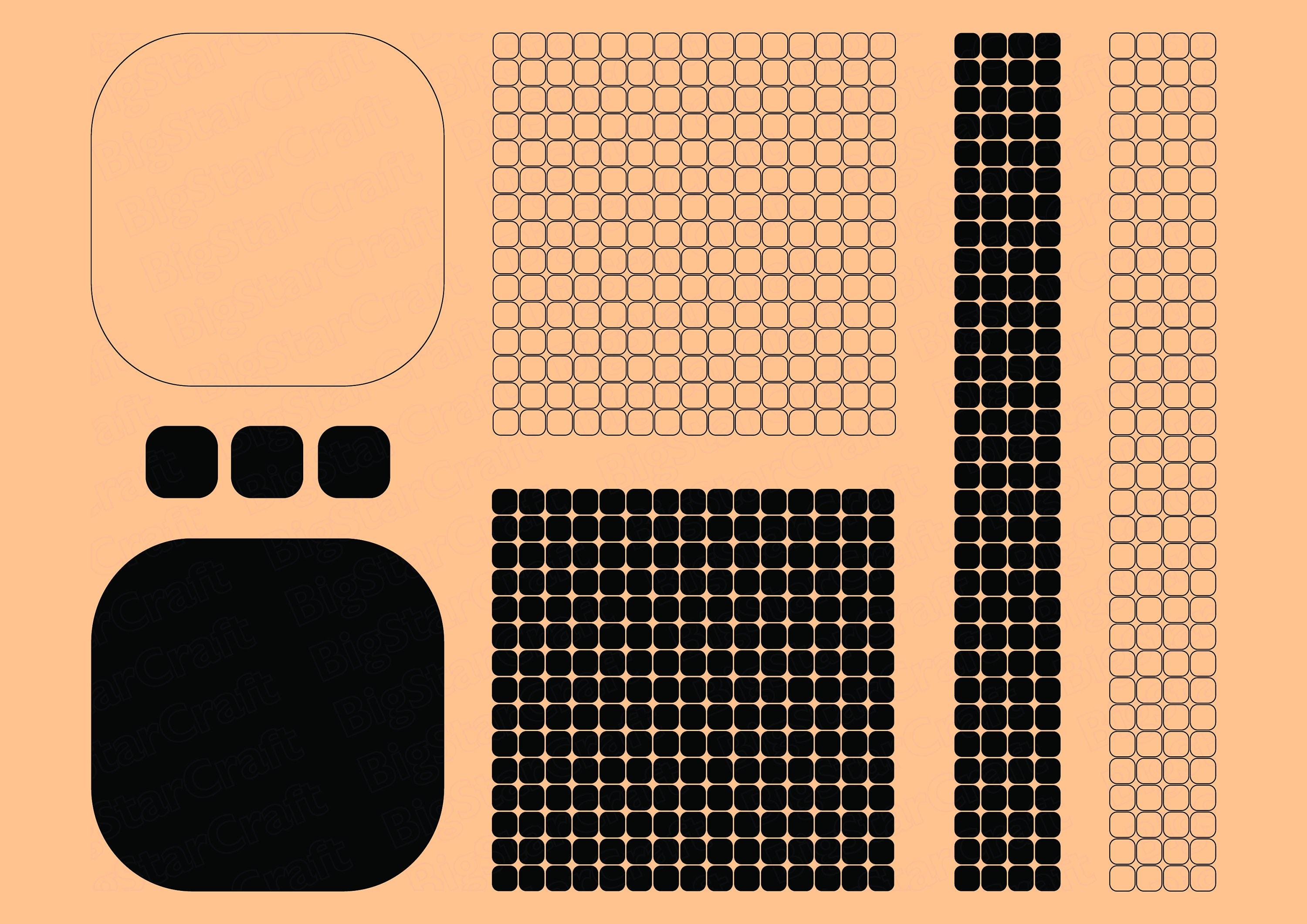 Square Round Vector Rounded Square Pattern Bundle: SVG, PNG Vector Files (digital Download ...