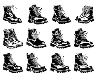 Combat Boots SVG Clipart: Veteran & Military Designs (Digital Download)