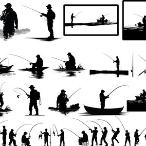 PÊCHEUR SVG, téléchargement immédiat, canne à pêche Svg, pêche SVG, lot de Svg de pêche, homme de pêche, clipart pêche, pêche fichier coupe, Cricut