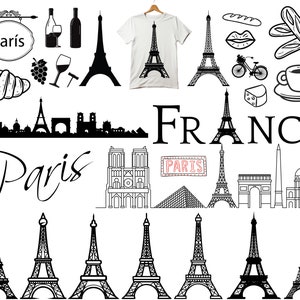 Lot Paris SVG, téléchargement immédiat, France Svg, Svg Tour Eiffel, voyage Svg, amoureux de Paris, Tour Eiffel Svg, fichiers de coupe pour Cricut, Paris Png