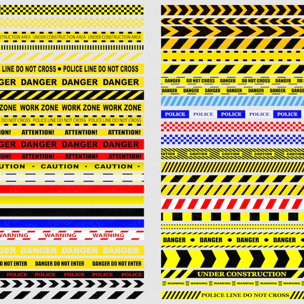 CAUTION TAPE SVG Bundel, Waarschuwing Tape ClipArt, Instant Download, BouwTape Svg, Gele Tape Svg, Zwart en Geel, Politie Tape Svg