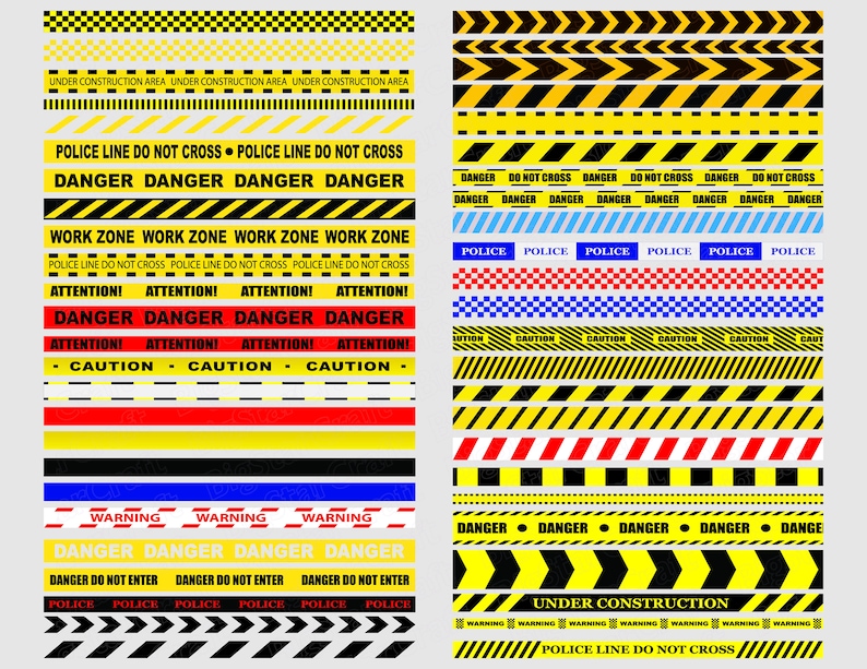 CAUTION TAPE SVG Bundle Caution Tape Clipart Instant Etsy