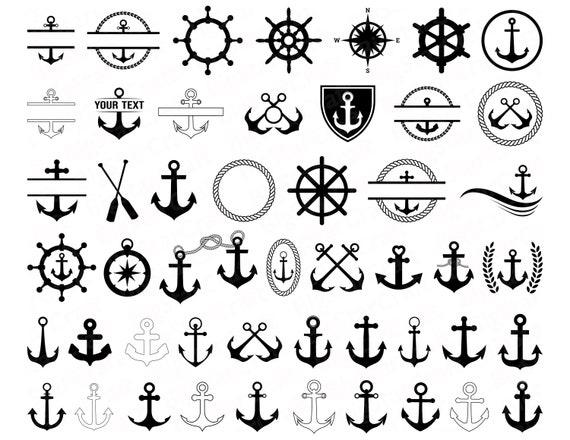 Anchor SVG Bundle, Split Anchor Rope SVG, Anchor Frame SVG, Anchor ClipArt,  Monogram Anchor Svg, Anchor Cut File, Boat Anchor Svg, Nautical