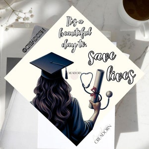 Healthcare Nurse RN Stethoscope Graduation Cap Topper (Print)