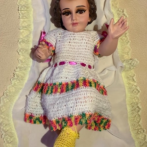 Ropa para Niño Dios, Crochet Baby Jesus Clothes Outfit ,Traje Tejido Niñito Dios, Vestido para Niña Infanta Vrgencita de Guadalupe