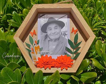 Remembrance Day of the Dead Altar Decorative Marigold Photo Shadow Box Keepsake