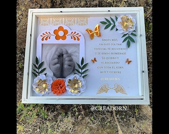 Day of the Dead Memorial Picture Frame Keepsake | Dia de Los Muertos Marigold Altar Ofrenda Photo Shadowbox