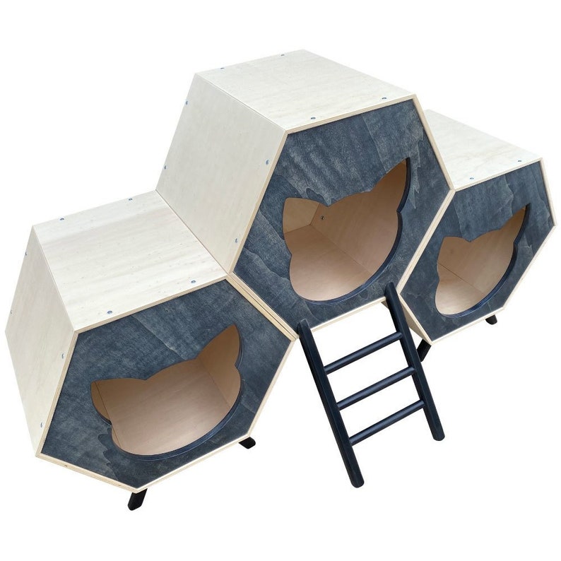 Besonderes Design Katzenhaus-Haustierhaus-HolzKatze-Moderne - Etsy