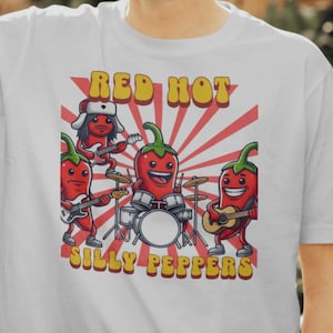 Red Hot Silly Peppers Tee Shirt - Perfect Gift for Red Hot Chili Pepper Fans - Funny Pepper Shirt for Him & Her Unisex Classic Tee, Music