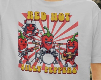 Maglietta in cotone Red Hot Silly Peppers: maglietta divertente della band musicale