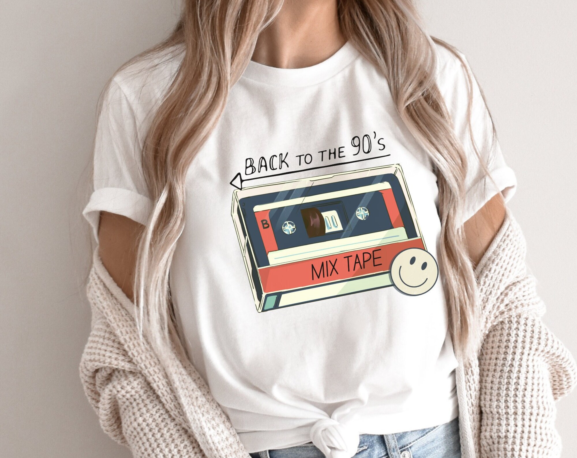 Discover Back To 90s Mix Tape Kassette Nostalgie Tshirt
