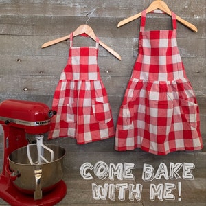 Red and White Checkered Kids Apron