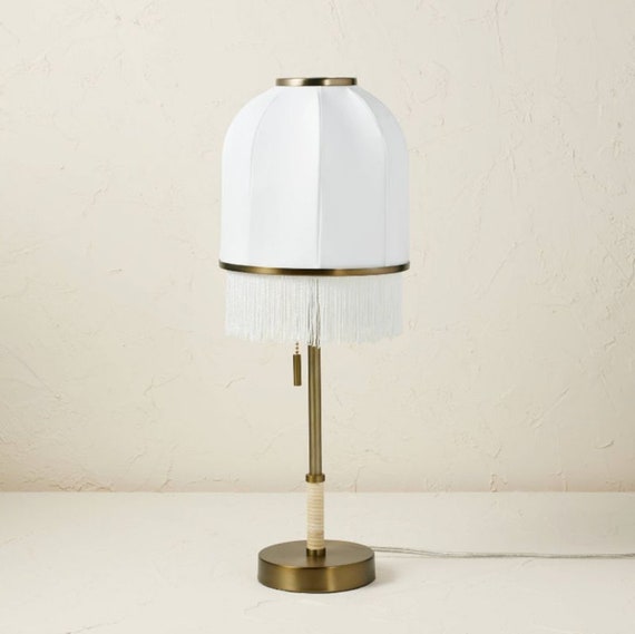 Euclid Fabric Table Lamp with USB (Includes LED Light Bulb) Cream - Opalhouse™ designed with Jungalow™