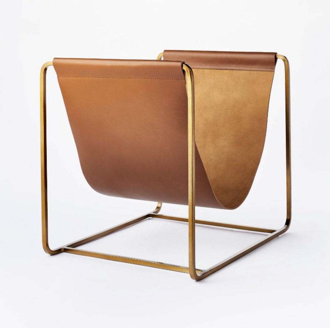 16 X 14 Metal Log Holder With Leather Sling Etsy