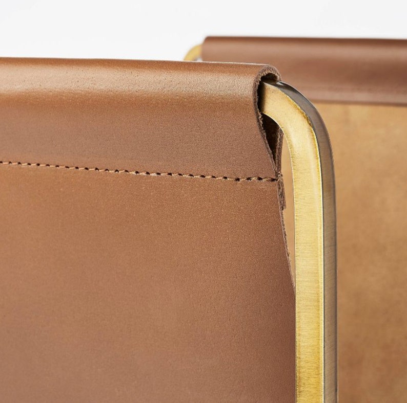 16 X 14 Metal Log Holder With Leather Sling Etsy