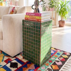 Tiled Cube Table, Pedestal