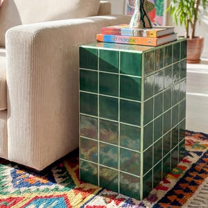 Tiled Cube Table, Pedestal