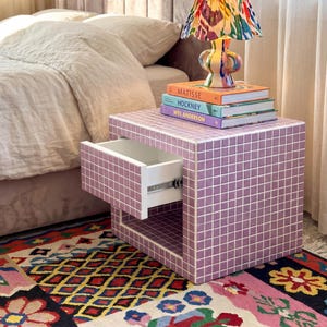 Tiled Nightstand With Drawer, Nitestand L