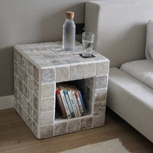 Travertine Night Table, Hollow