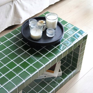 Tiled Coffee Table/Shoe Rack, Shoey Dark Green