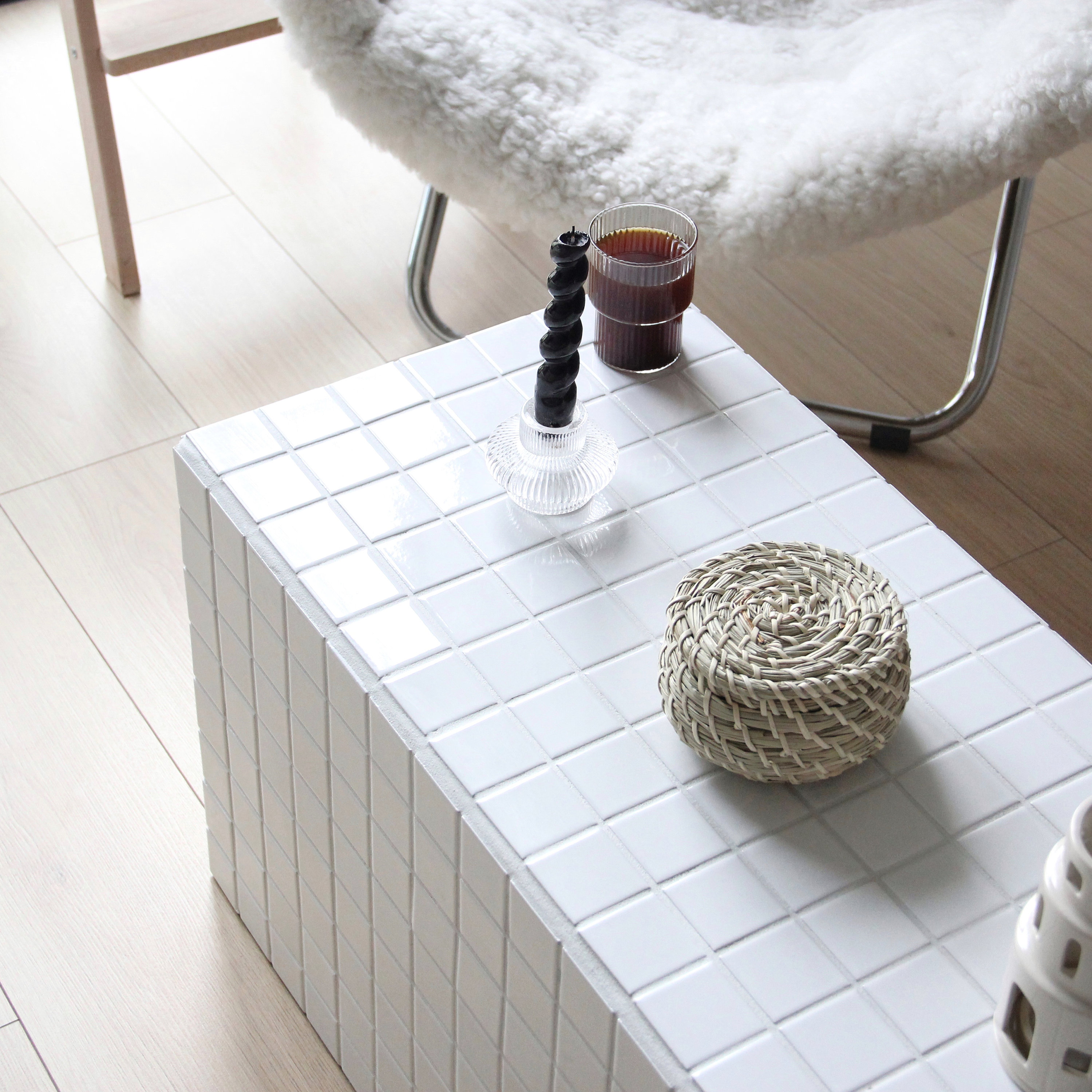 White tile coffee on sale table