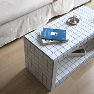 Tiled Coffee Table/Shoe Rack, Shoey Biały
