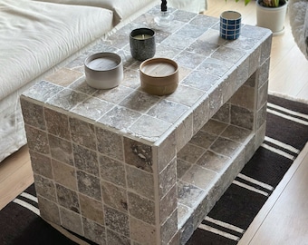 Travertine Coffee Table, Mid-Hollow