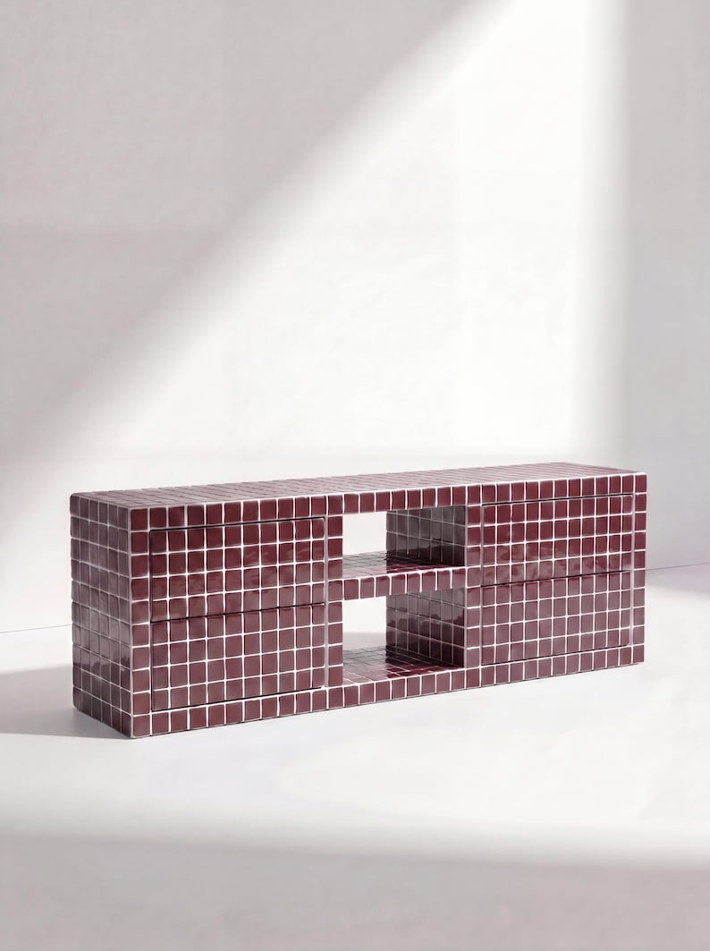 Storage Unit Tiled Tiled TV Stand With 4 Drawers, Fun - Etsy