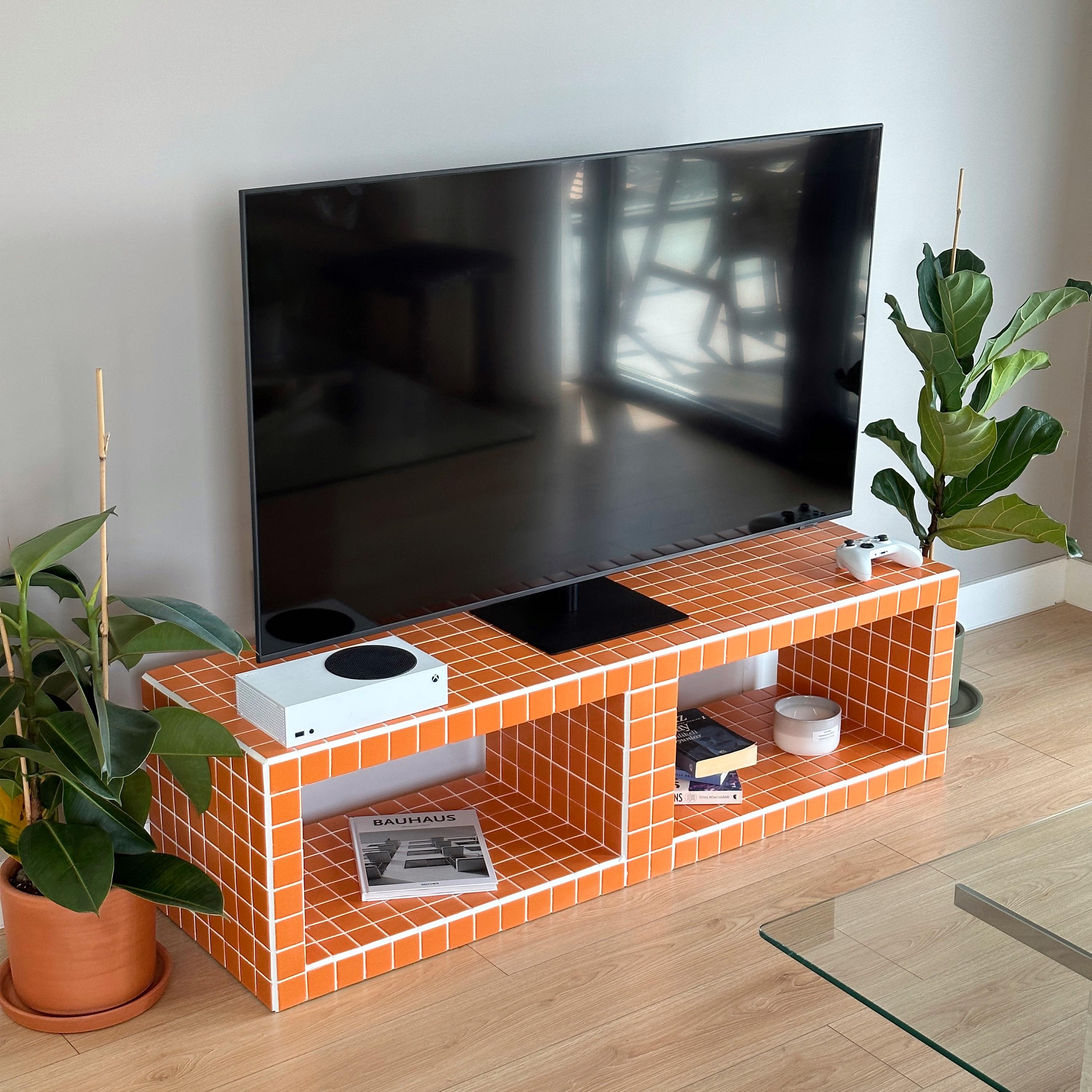Tiled TV Stand With Shelf, Fun - Etsy