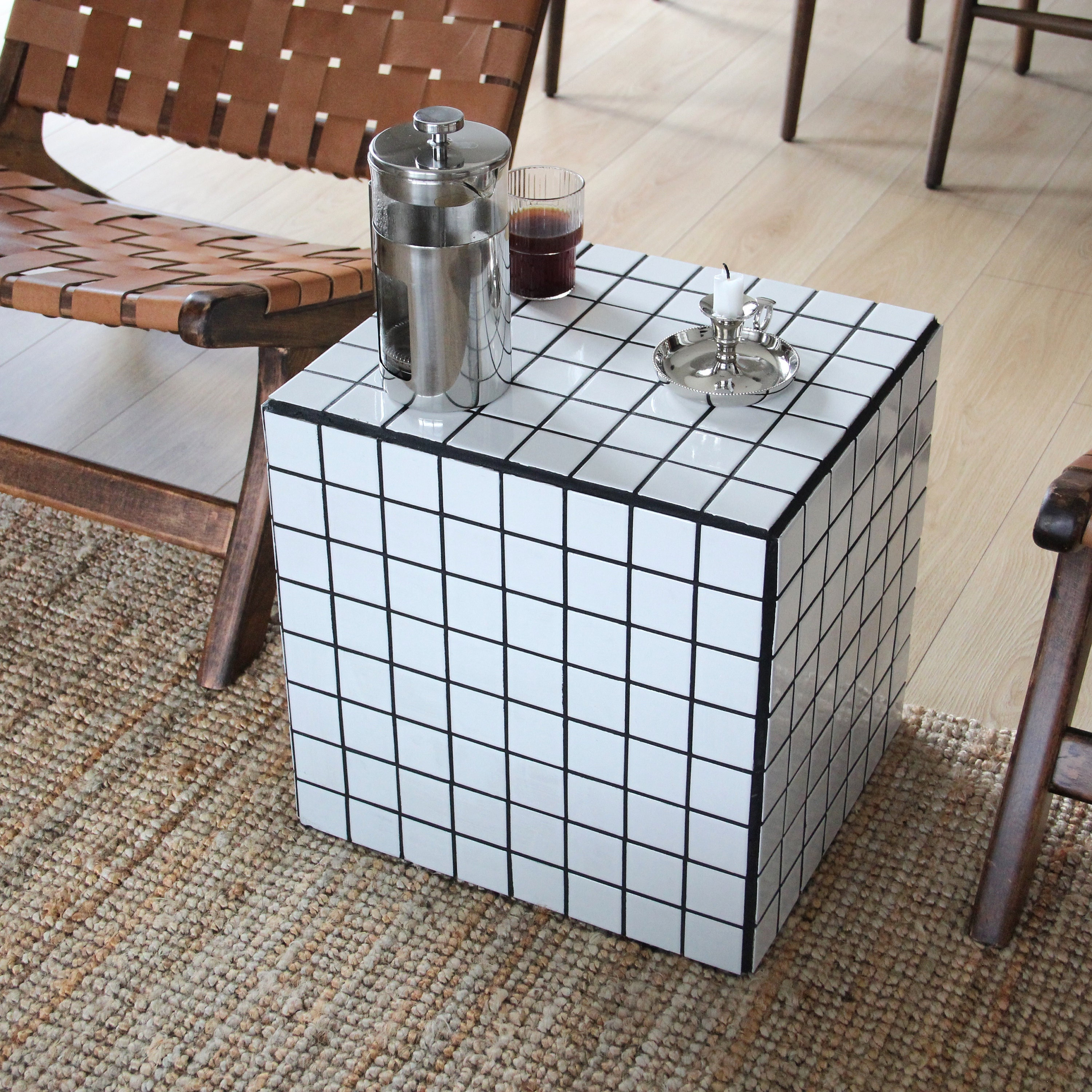 Tile side cheap table cube