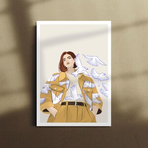 La femme aux oiseaux - illustrazione stampata