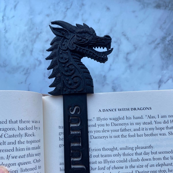 Personalised Dragon Bookmark 3D Printed | Embossed 3D Printed Dragon Bookmark | Dragon Bookmark Collection