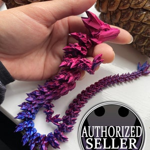 3D Printed Ouchie Dragon | Articulated Crystal Dragon | Fantasy Decor | Premium Dual-Tone Dragon Fidget Display, Desk Decor, or Unique Gift