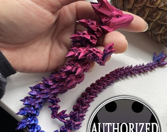 3D Printed Articulated Crystal Dragon: Dual-Tone Fantasy Decor
